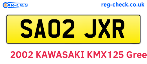 SA02JXR are the vehicle registration plates.