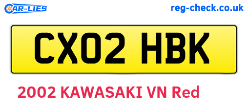 CX02HBK are the vehicle registration plates.