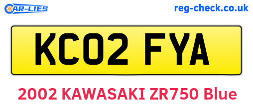 KC02FYA are the vehicle registration plates.