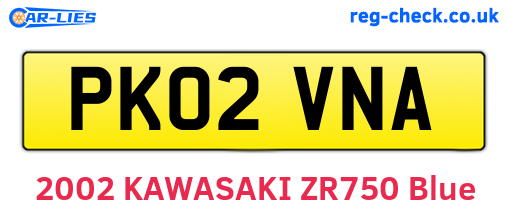 PK02VNA are the vehicle registration plates.