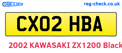 CX02HBA are the vehicle registration plates.