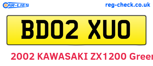 BD02XUO are the vehicle registration plates.