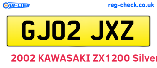 GJ02JXZ are the vehicle registration plates.
