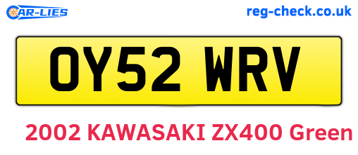 OY52WRV are the vehicle registration plates.