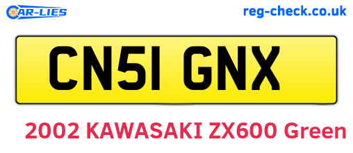 CN51GNX are the vehicle registration plates.