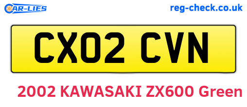 CX02CVN are the vehicle registration plates.