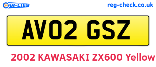 AV02GSZ are the vehicle registration plates.