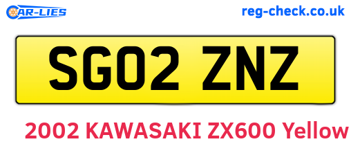 SG02ZNZ are the vehicle registration plates.