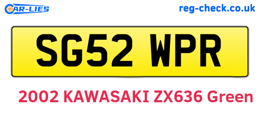 SG52WPR are the vehicle registration plates.