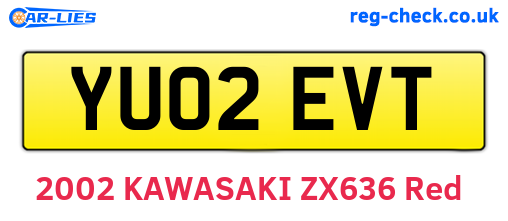 YU02EVT are the vehicle registration plates.