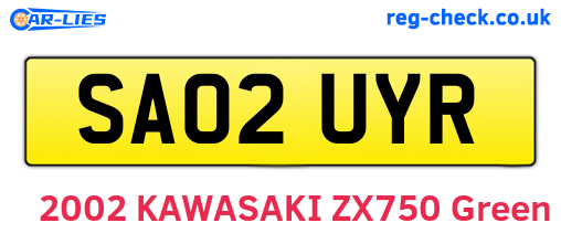 SA02UYR are the vehicle registration plates.