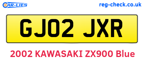 GJ02JXR are the vehicle registration plates.