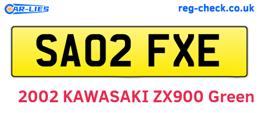 SA02FXE are the vehicle registration plates.