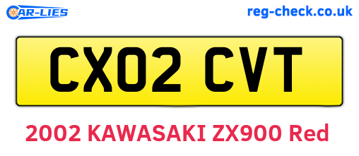 CX02CVT are the vehicle registration plates.