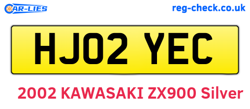 HJ02YEC are the vehicle registration plates.