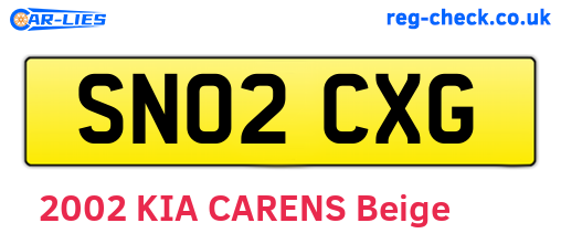 SN02CXG are the vehicle registration plates.