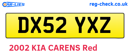 DX52YXZ are the vehicle registration plates.