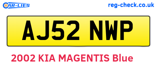 AJ52NWP are the vehicle registration plates.