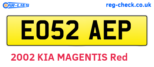 EO52AEP are the vehicle registration plates.
