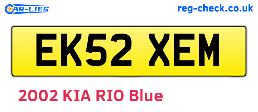 EK52XEM are the vehicle registration plates.