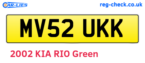 MV52UKK are the vehicle registration plates.