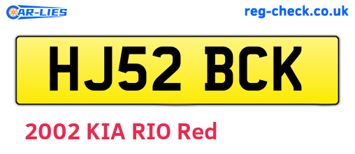 HJ52BCK are the vehicle registration plates.