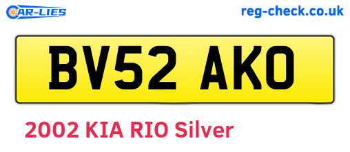 BV52AKO are the vehicle registration plates.