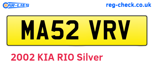 MA52VRV are the vehicle registration plates.