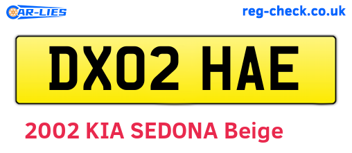 DX02HAE are the vehicle registration plates.