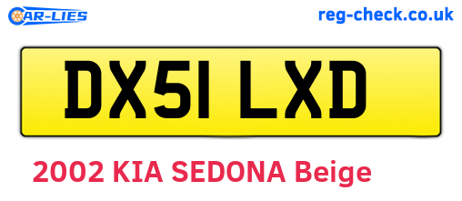 DX51LXD are the vehicle registration plates.