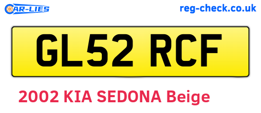 GL52RCF are the vehicle registration plates.