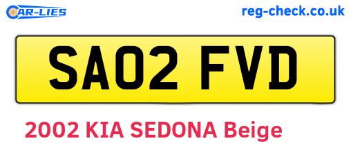 SA02FVD are the vehicle registration plates.