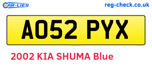 AO52PYX are the vehicle registration plates.