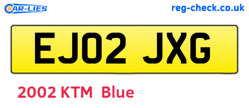 EJ02JXG are the vehicle registration plates.