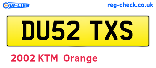 DU52TXS are the vehicle registration plates.