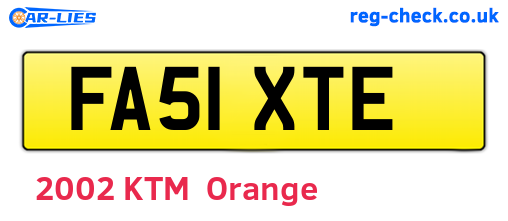 FA51XTE are the vehicle registration plates.