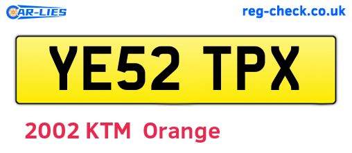 YE52TPX are the vehicle registration plates.