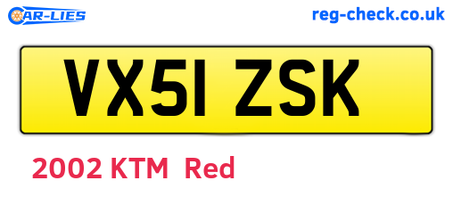 VX51ZSK are the vehicle registration plates.