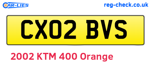 CX02BVS are the vehicle registration plates.