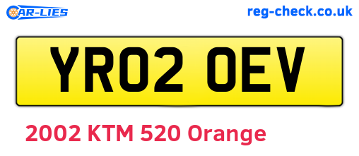 YR02OEV are the vehicle registration plates.
