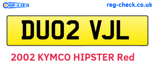 DU02VJL are the vehicle registration plates.
