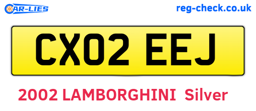 CX02EEJ are the vehicle registration plates.