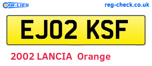 EJ02KSF are the vehicle registration plates.