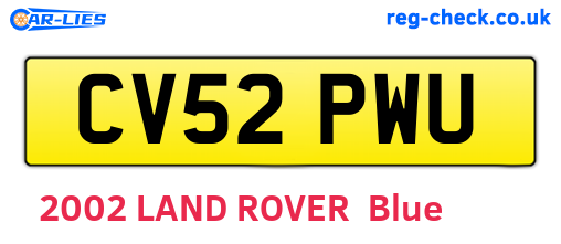 CV52PWU are the vehicle registration plates.