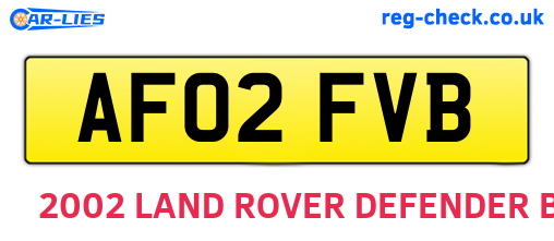 AF02FVB are the vehicle registration plates.