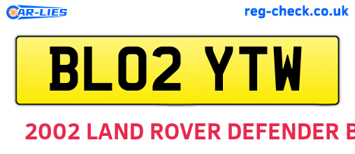 BL02YTW are the vehicle registration plates.