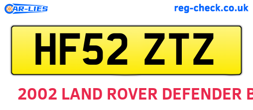 HF52ZTZ are the vehicle registration plates.