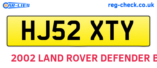 HJ52XTY are the vehicle registration plates.