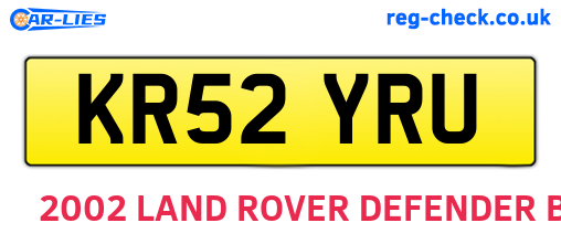 KR52YRU are the vehicle registration plates.