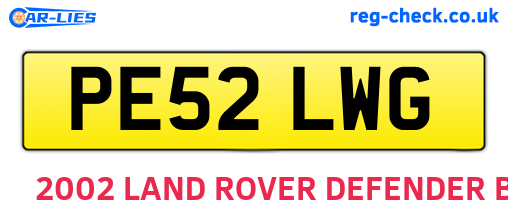 PE52LWG are the vehicle registration plates.